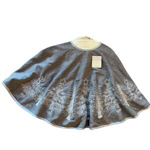 CYNTHIA ROWLEY New York Wool Blend Gray Beaded Christmas Tree Skirt 50” NWT